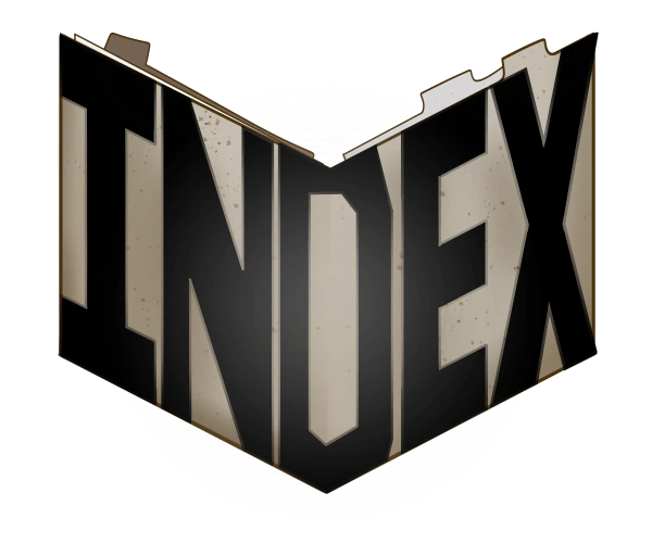 INDEX logo formed from a folding index card