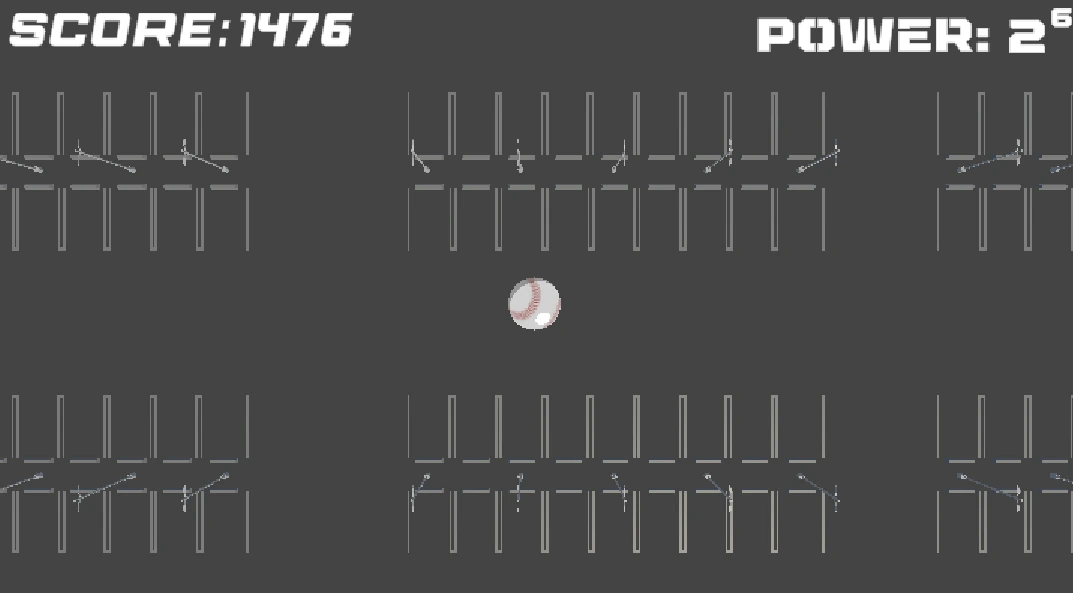 A Power Baseball 2000 ball soaring above the stadium