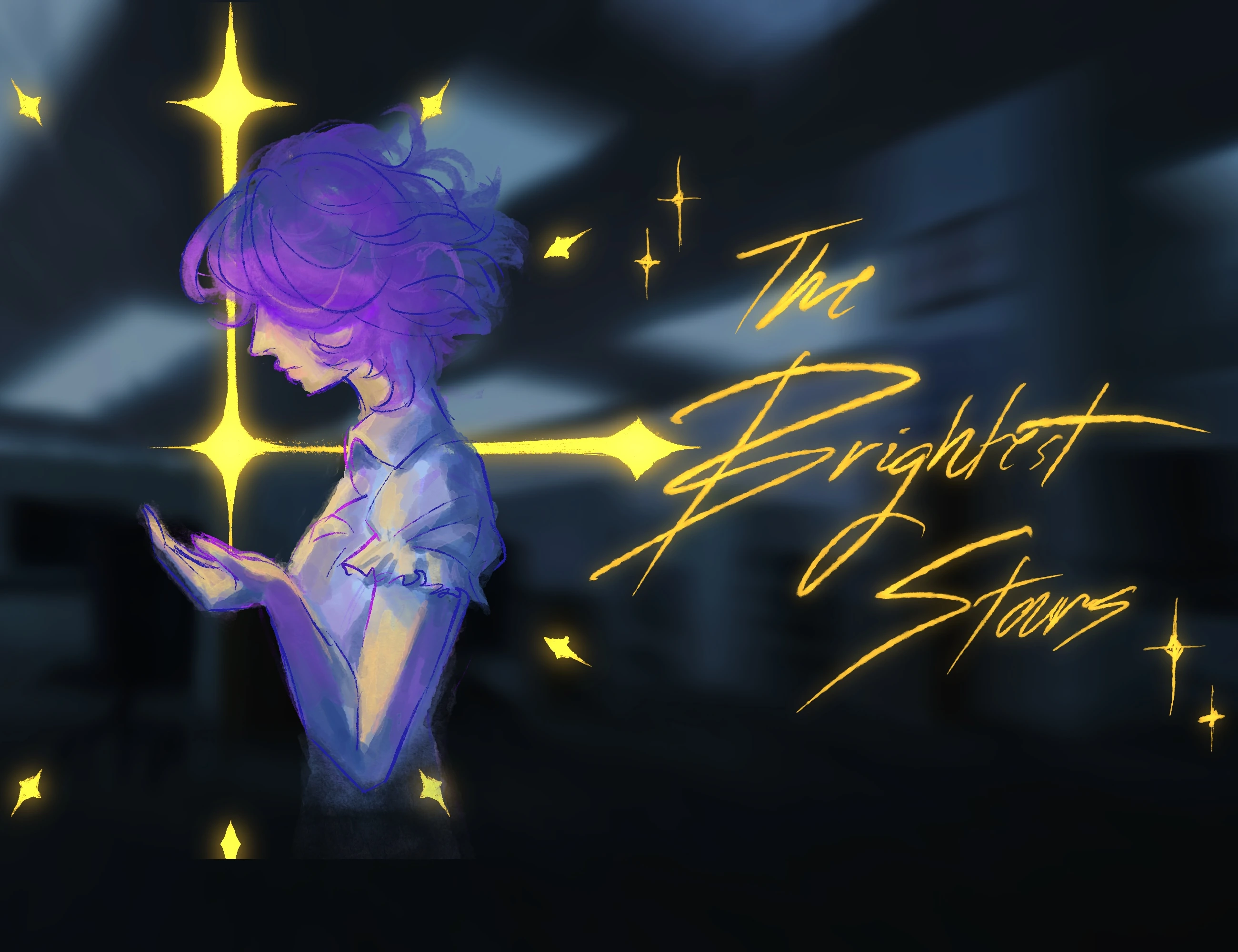 The Brightest Stars title artwork with Violet and golden stars